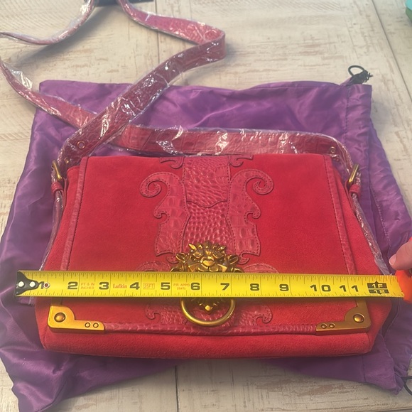 Sharif Red and Gold Crossbody Bag with Lion Doorknocker and Dustbag - Picture 8 of 11